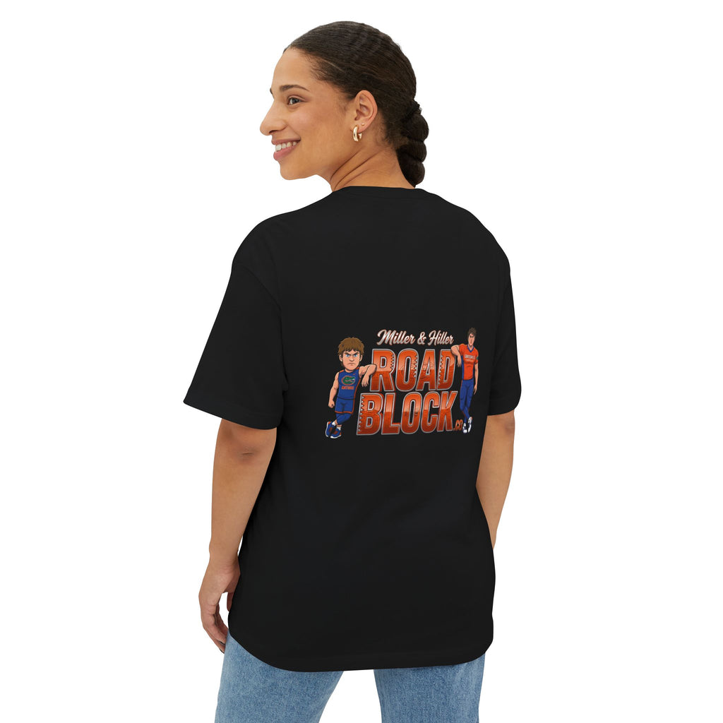 Roadblock Graphic Tee — 'Road Block' Cartoon Soccer Players Chest & Back Print