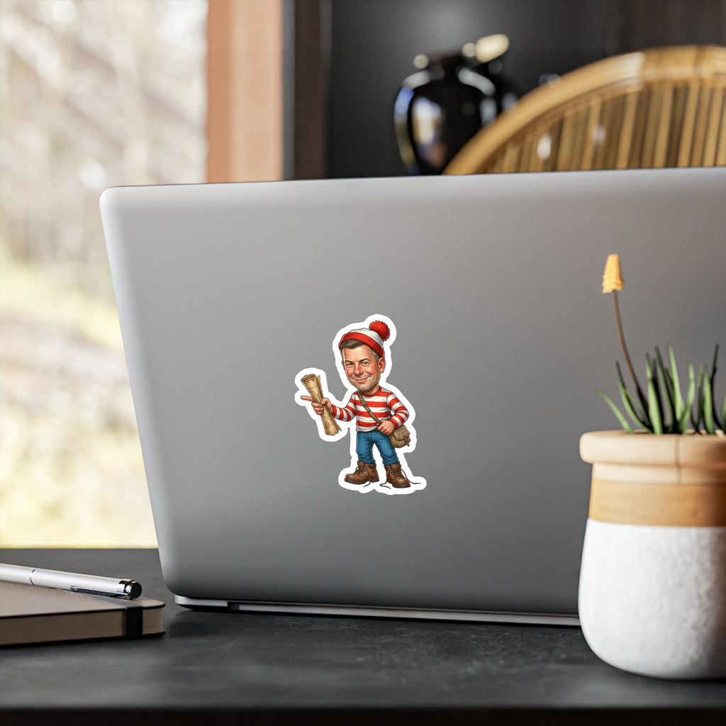 Kiss-Cut Vinyl Decal — Vintage Striped Elf Character Sticker