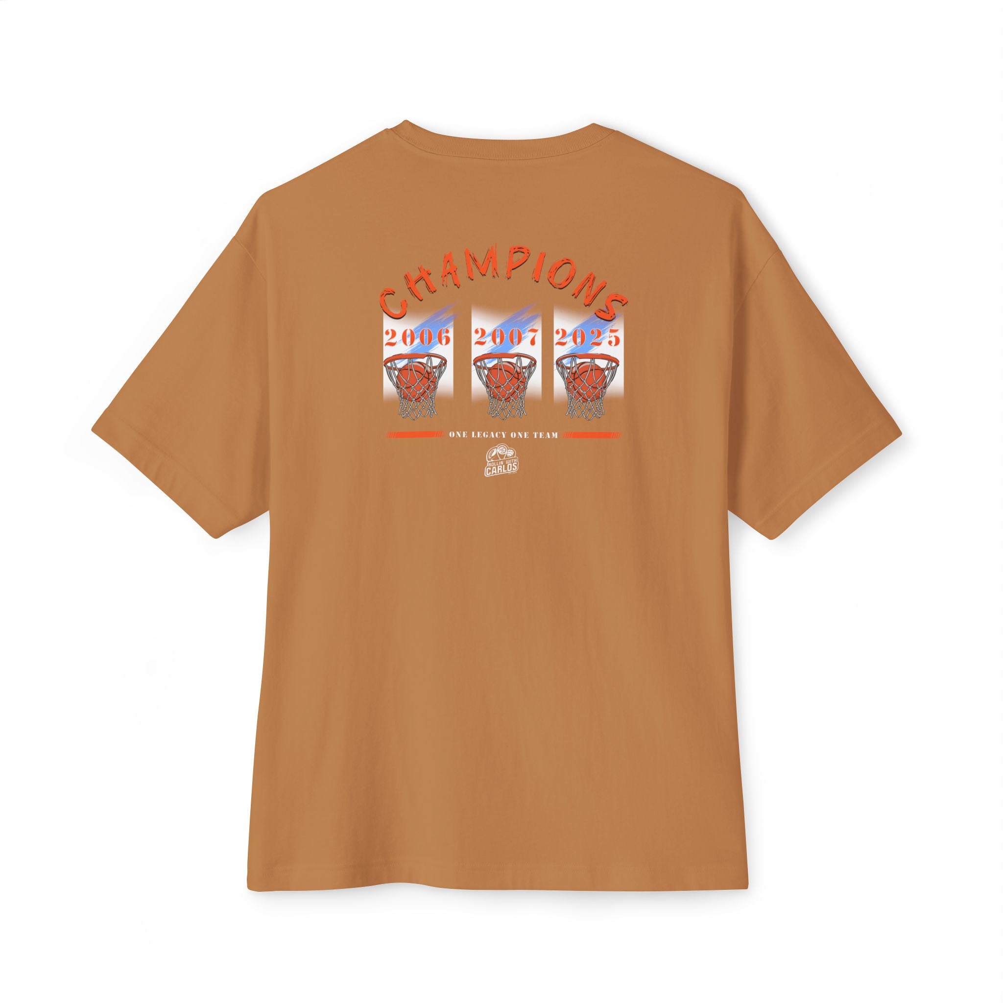 Champions Retro Basketball Tee — 'Champions' Back Graphic, Mini Front Logo