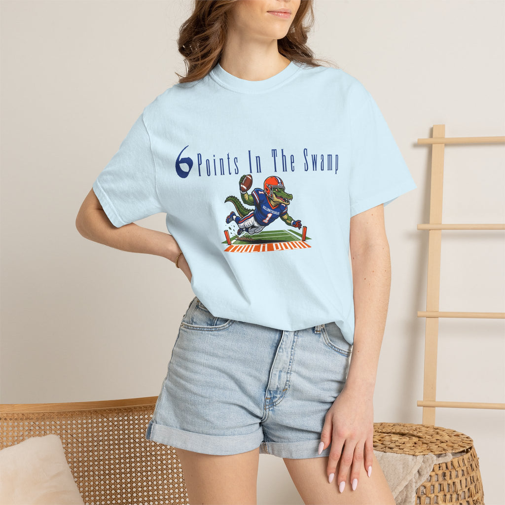 T-Shirt — "6 Points in the Swamp" Football Gator Graphic