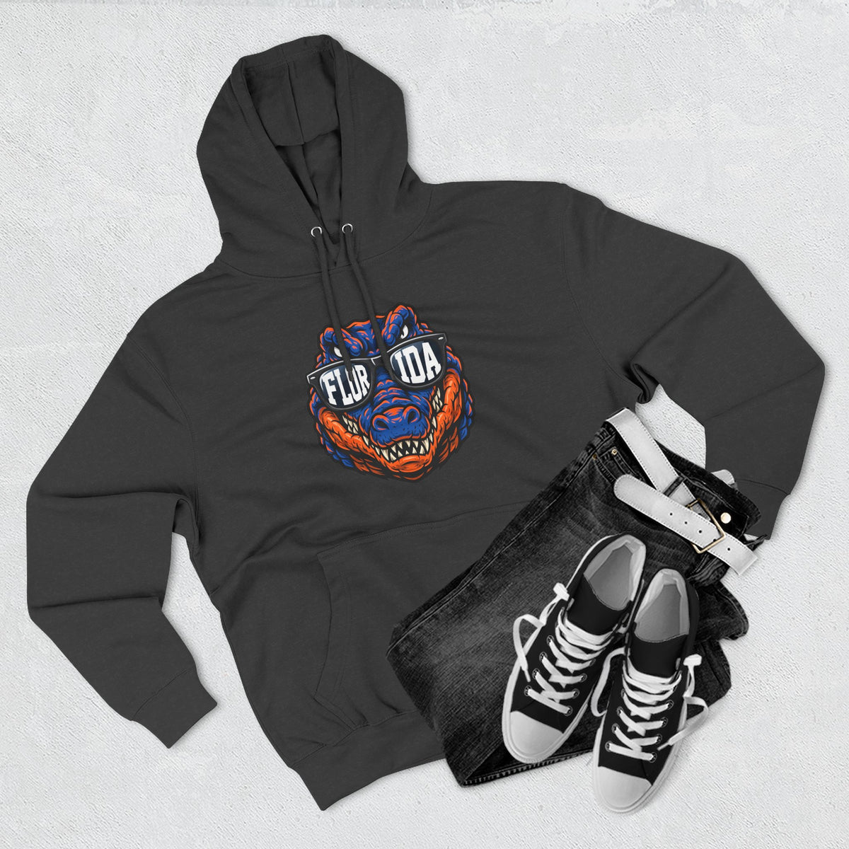 Florida Gator Face Hoodie - "In All Kinds of Weather" Graphic Fleece Pullover