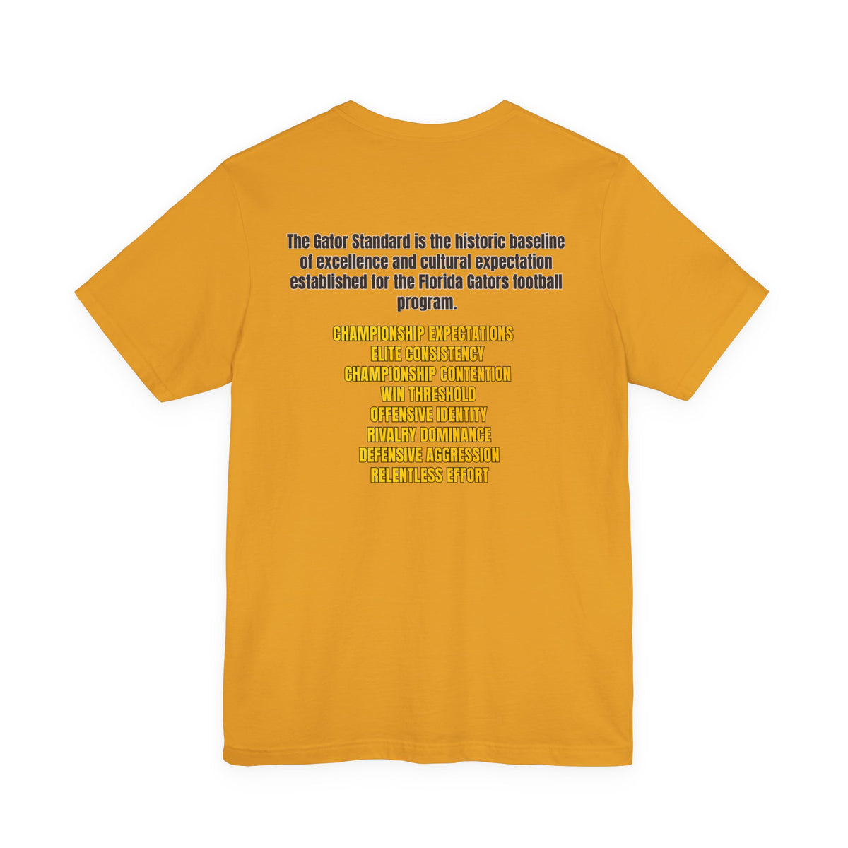 Gator Standard Unisex Shirt Black  and Yellow GS letters on back