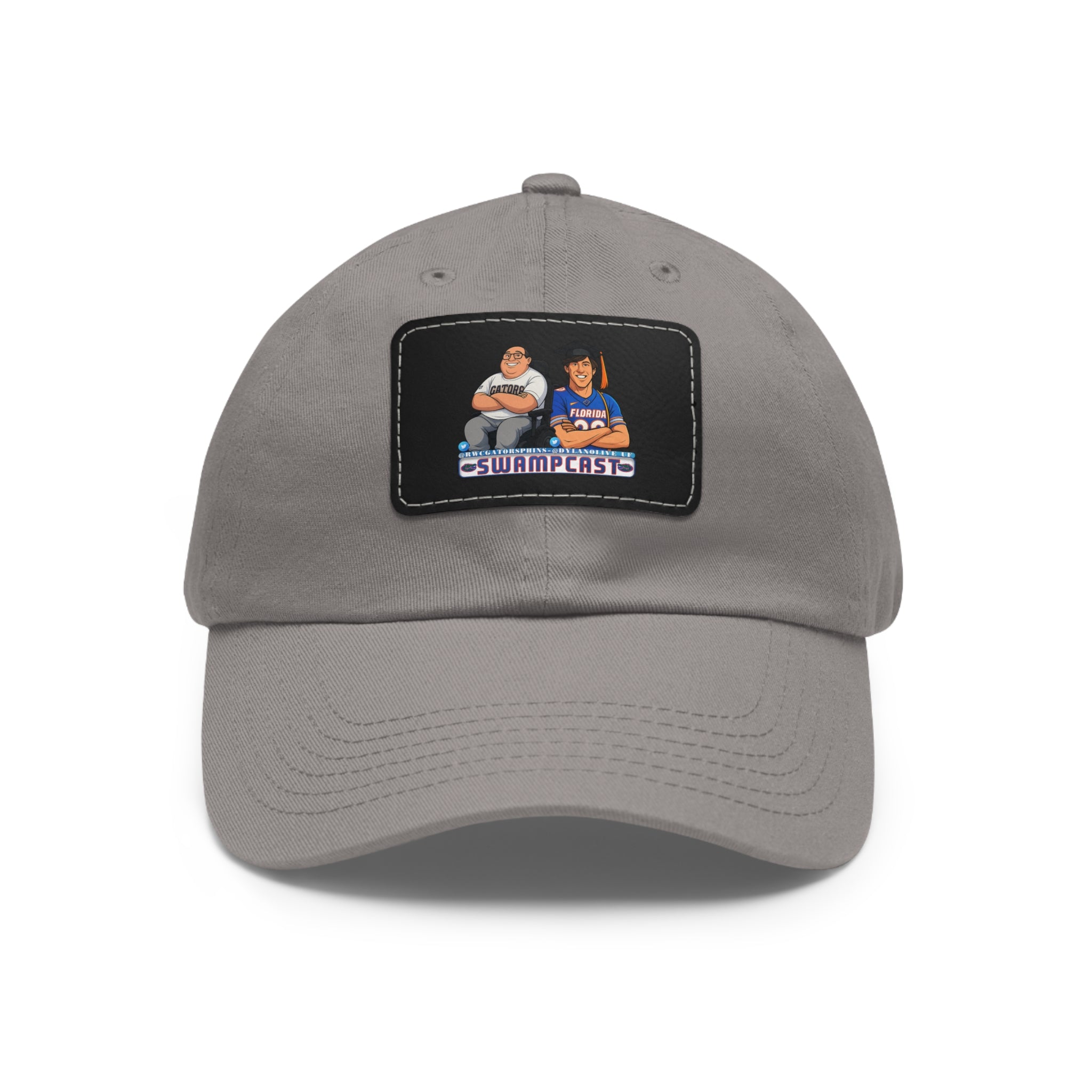 Swampcasts Leather Patch Dad Hat – Retro Sports Podcast Logo Cap