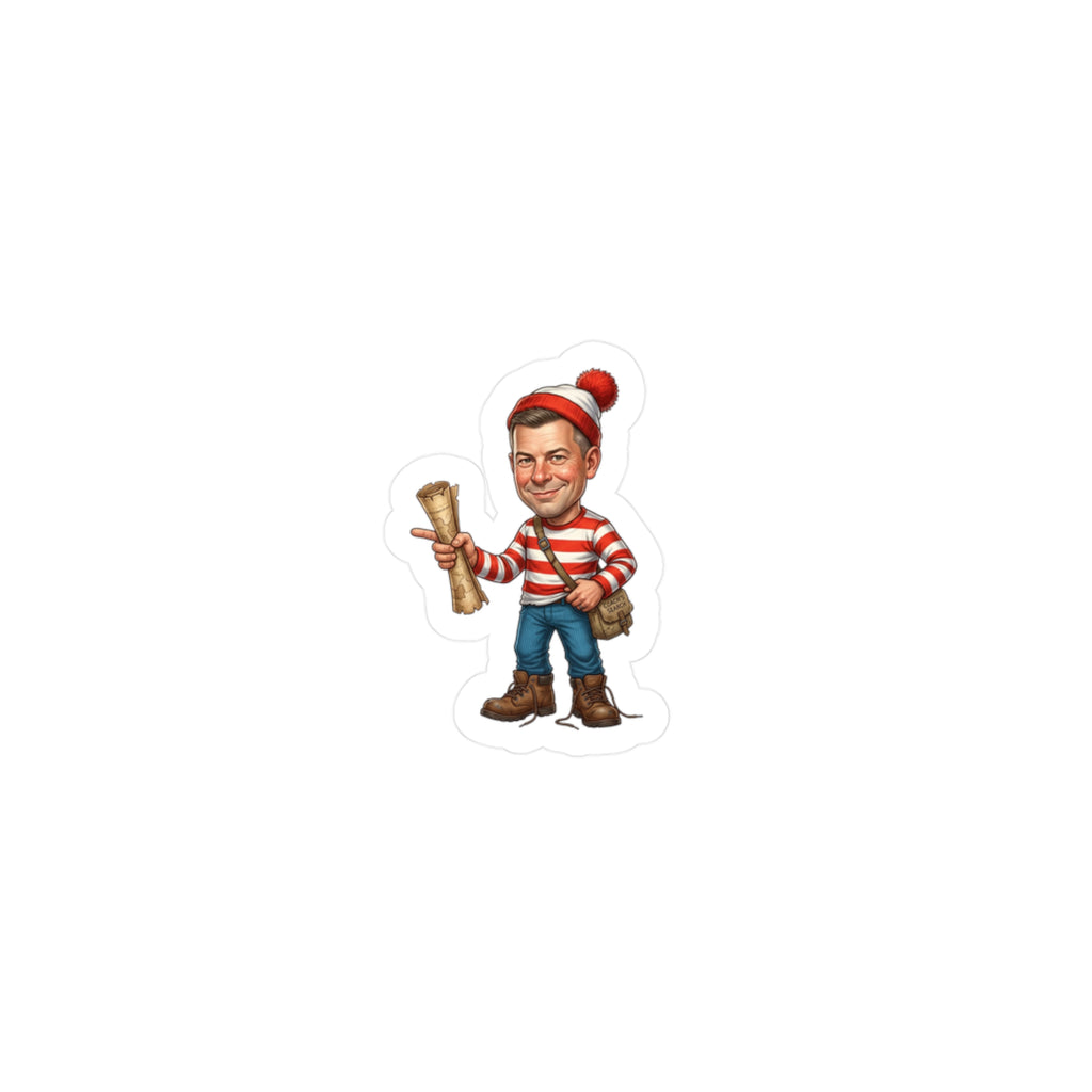 Kiss-Cut Vinyl Decal — Vintage Striped Elf Character Sticker