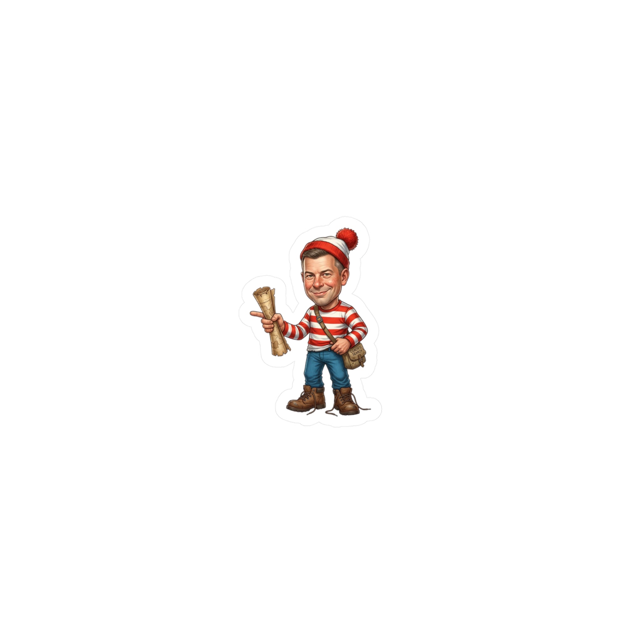Kiss-Cut Vinyl Decal — Vintage Striped Elf Character Sticker
