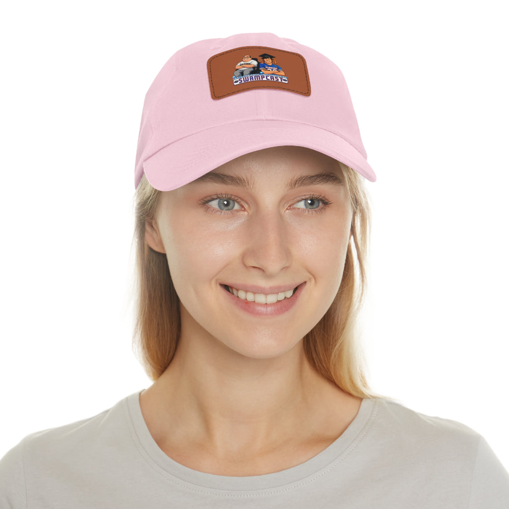 Swampcasts Leather Patch Dad Hat – Retro Sports Podcast Logo Cap