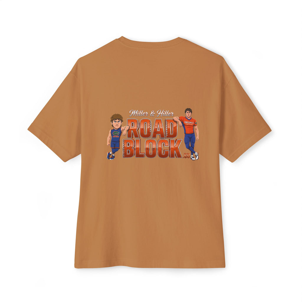 Roadblock Graphic Tee — 'Road Block' Cartoon Soccer Players Chest & Back Print