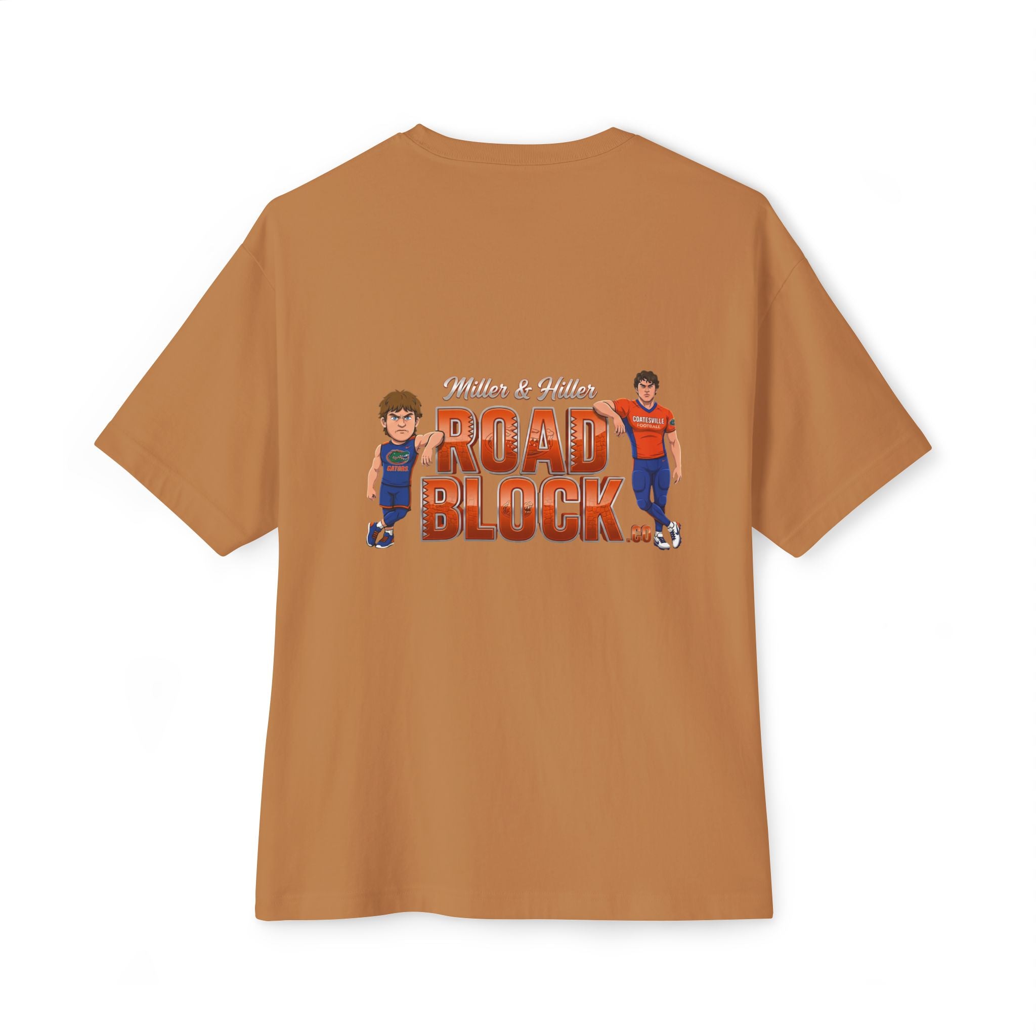 Roadblock Graphic Tee — 'Road Block' Cartoon Soccer Players Chest & Back Print