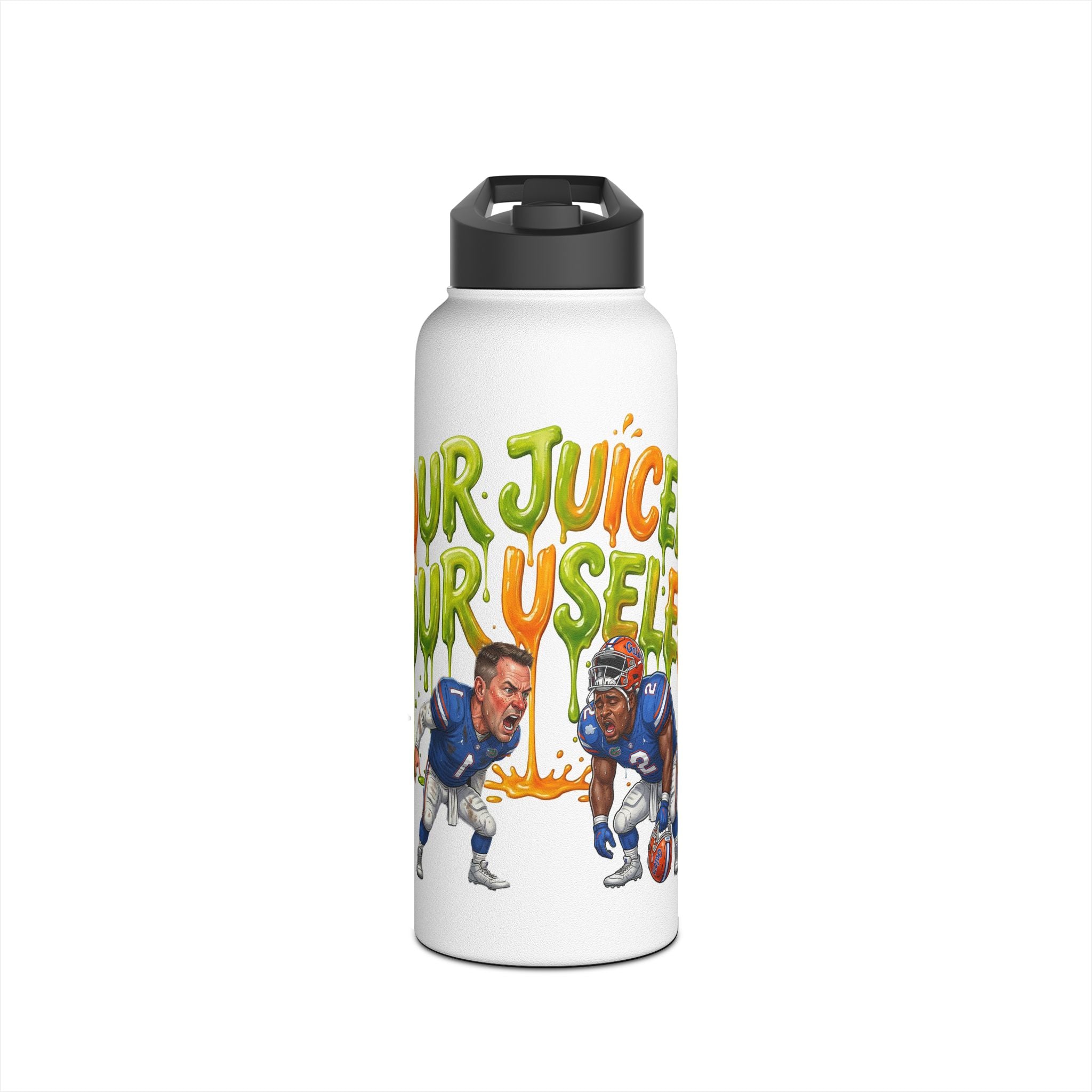 Stainless Steel Water Bottle — "Pour Juice On Yourself" Football Cartoon Insulated Bottle