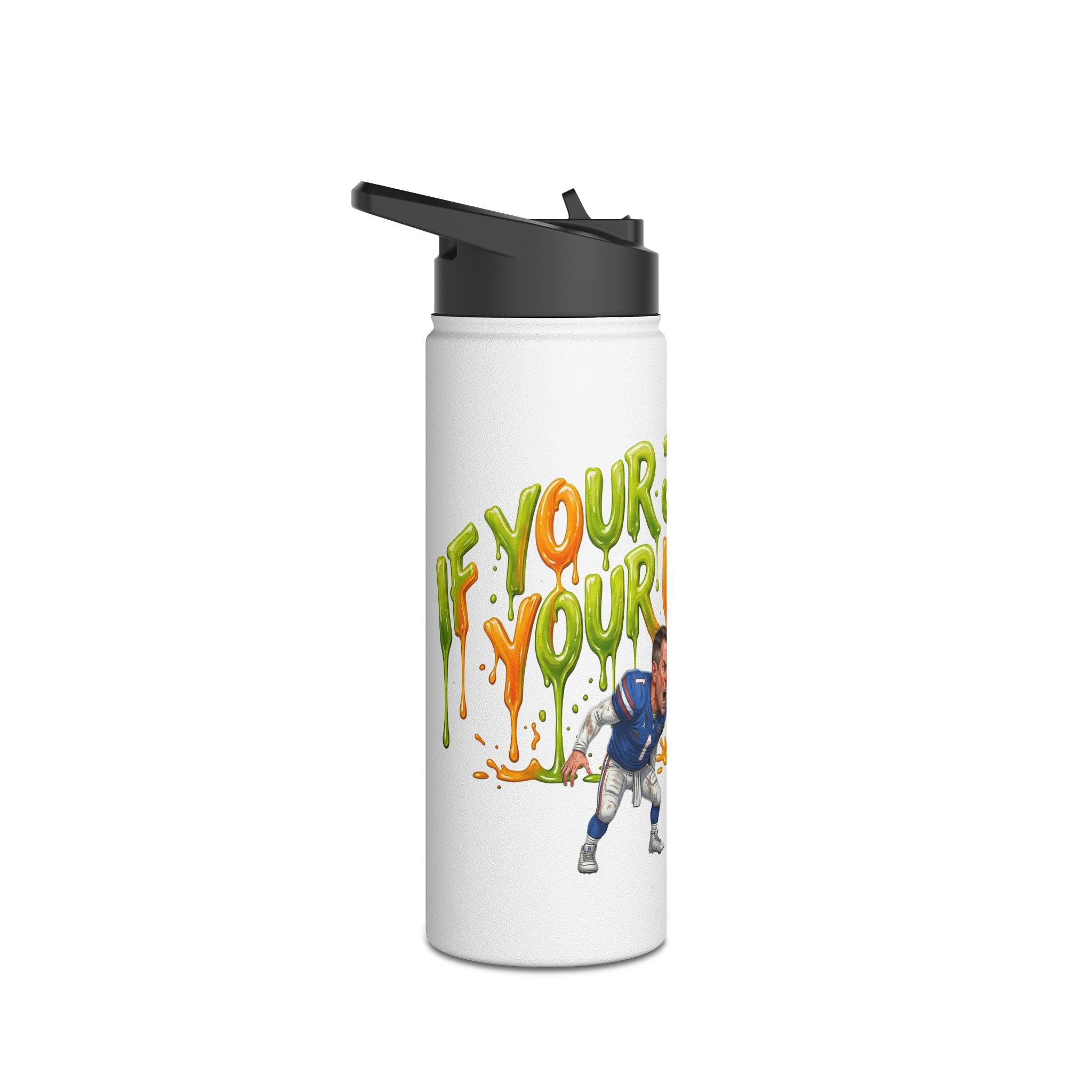 Stainless Steel Water Bottle — "Pour Juice On Yourself" Football Cartoon Insulated Bottle