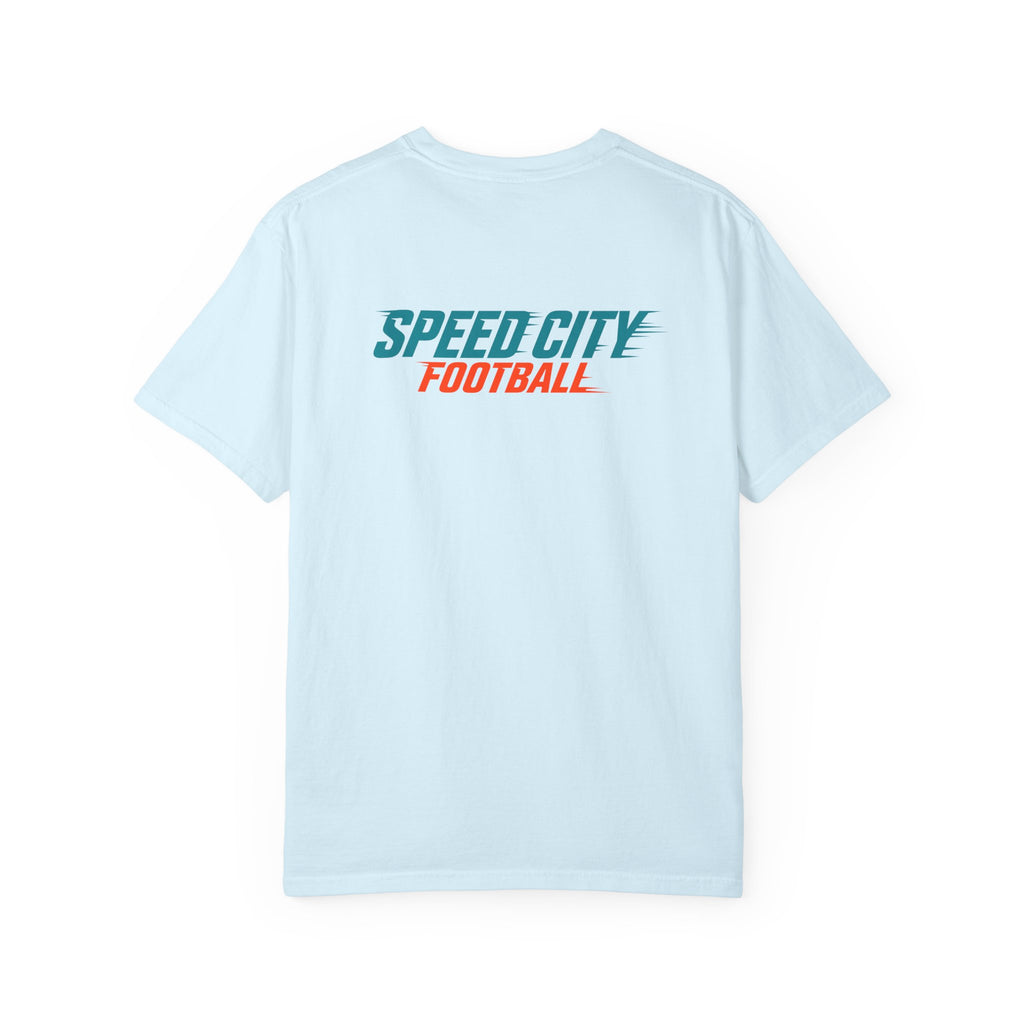 phins Speed City Football T-Shirt — Retro Mascot Football Tee