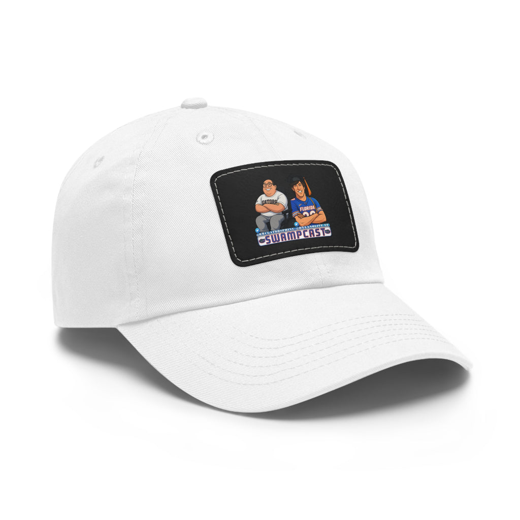 Swampcasts Leather Patch Dad Hat – Retro Sports Podcast Logo Cap