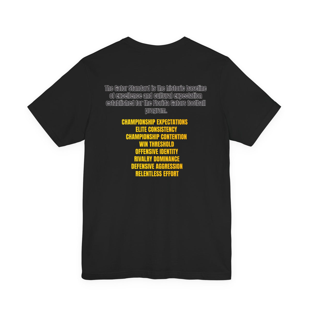Gator Standard Unisex Shirt Black  and Yellow GS letters on back