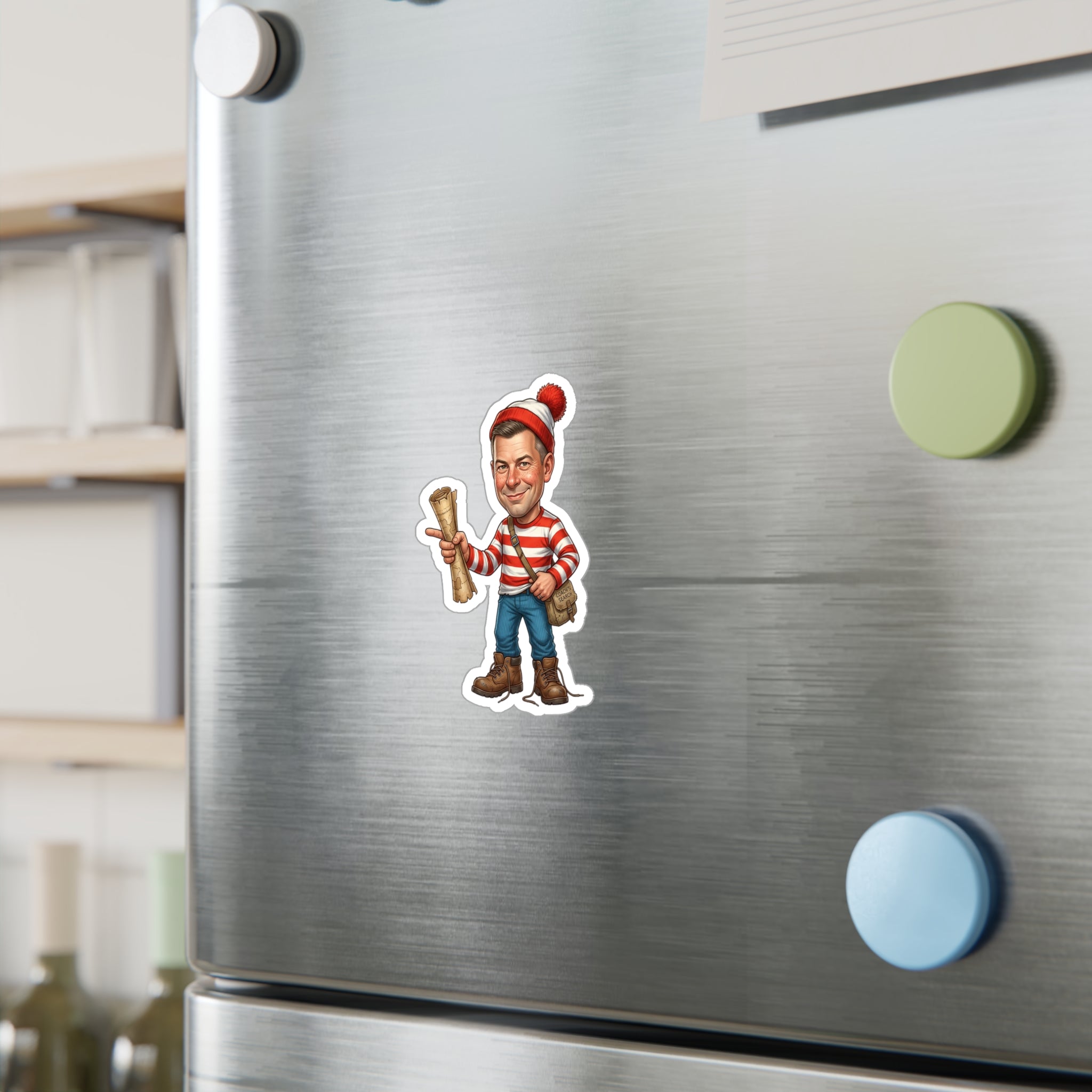 Kiss-Cut Vinyl Decal — Vintage Striped Elf Character Sticker