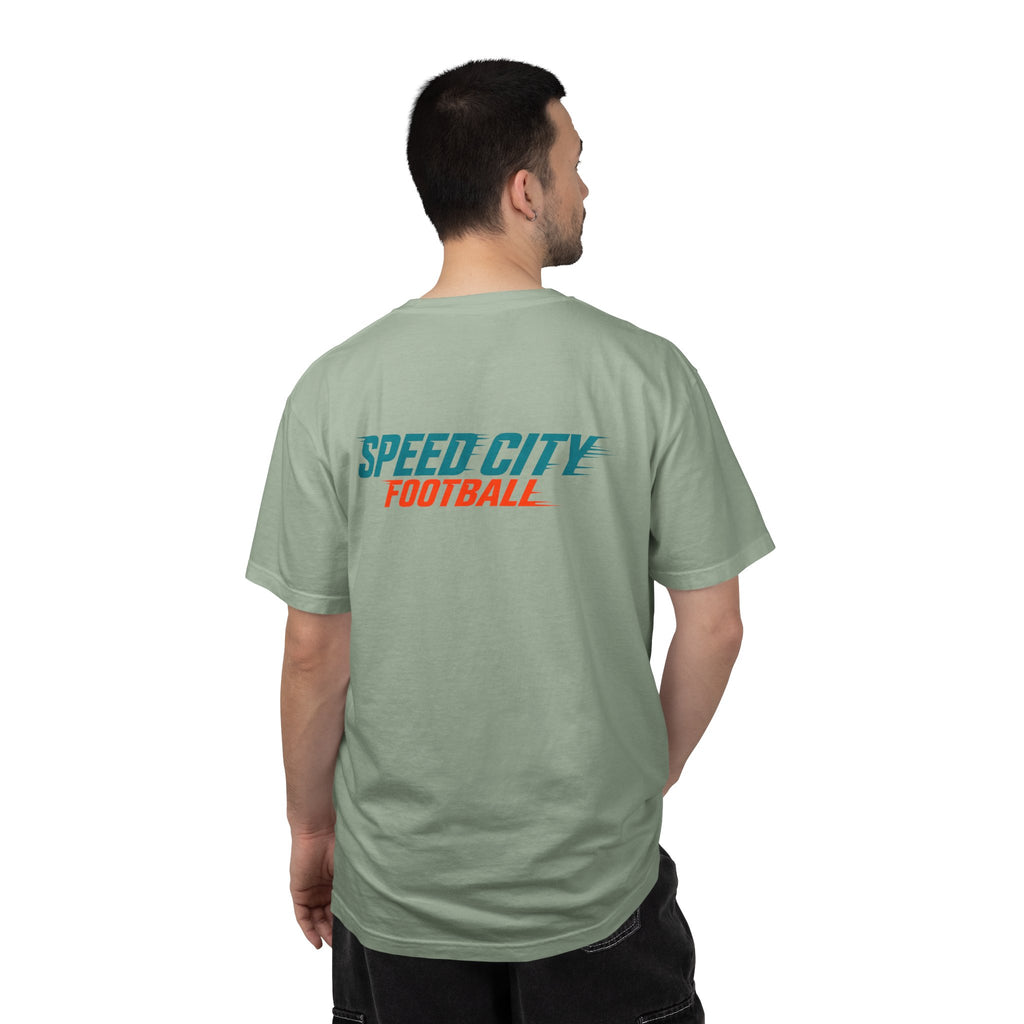 phins Speed City Football T-Shirt — Retro Mascot Football Tee