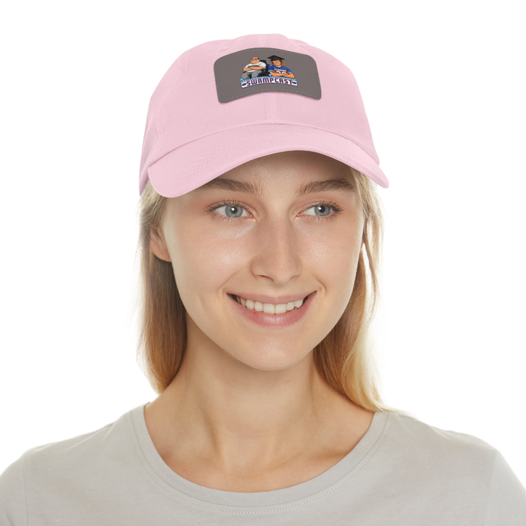 Swampcasts Leather Patch Dad Hat – Retro Sports Podcast Logo Cap