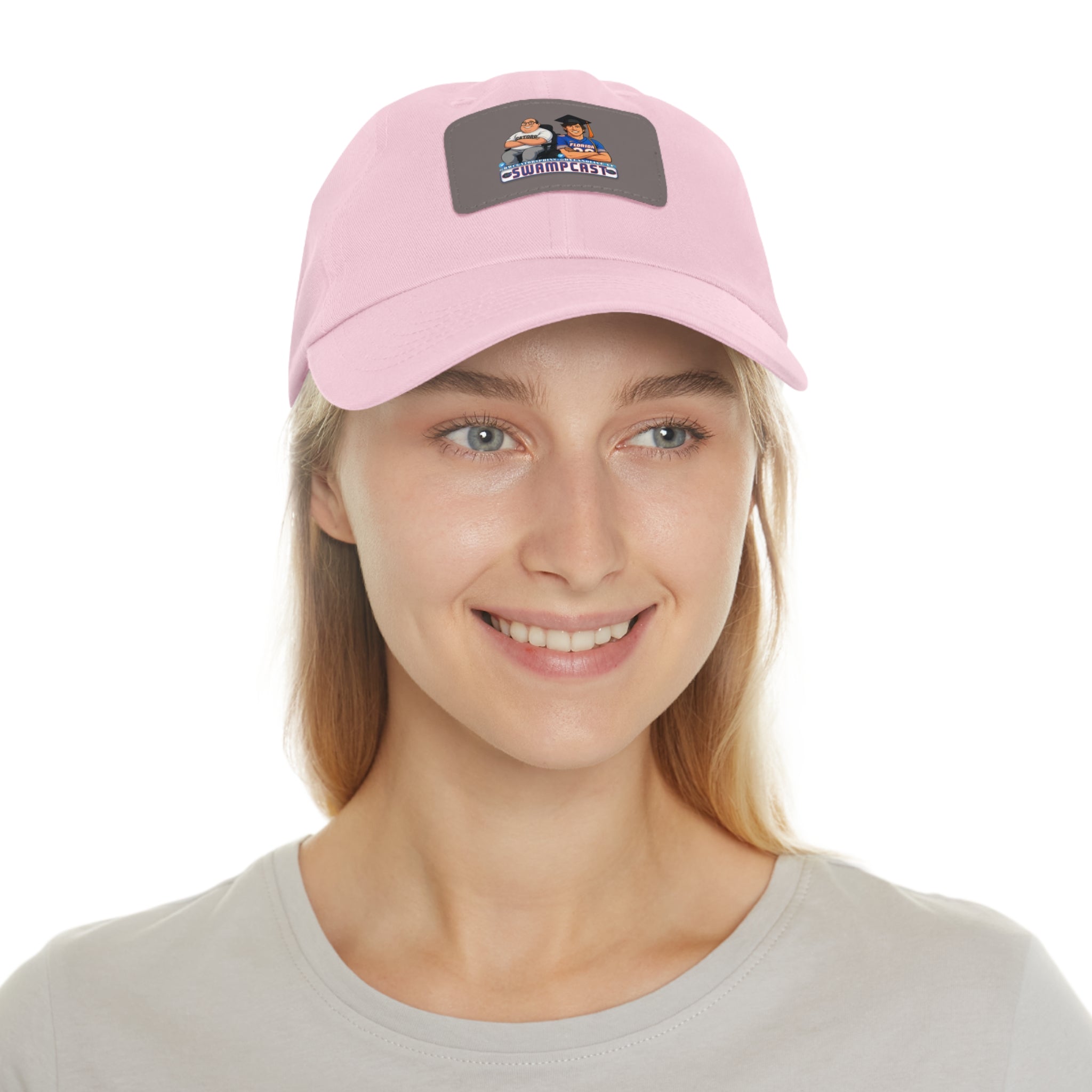 Swampcasts Leather Patch Dad Hat – Retro Sports Podcast Logo Cap