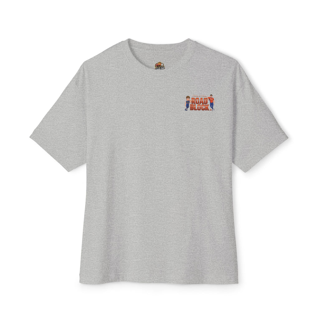 Roadblock Graphic Tee — 'Road Block' Cartoon Soccer Players Chest & Back Print