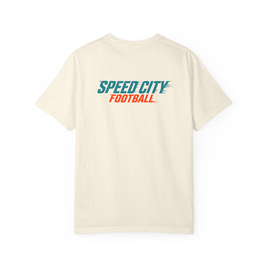phins Speed City Football T-Shirt — Retro Mascot Football Tee