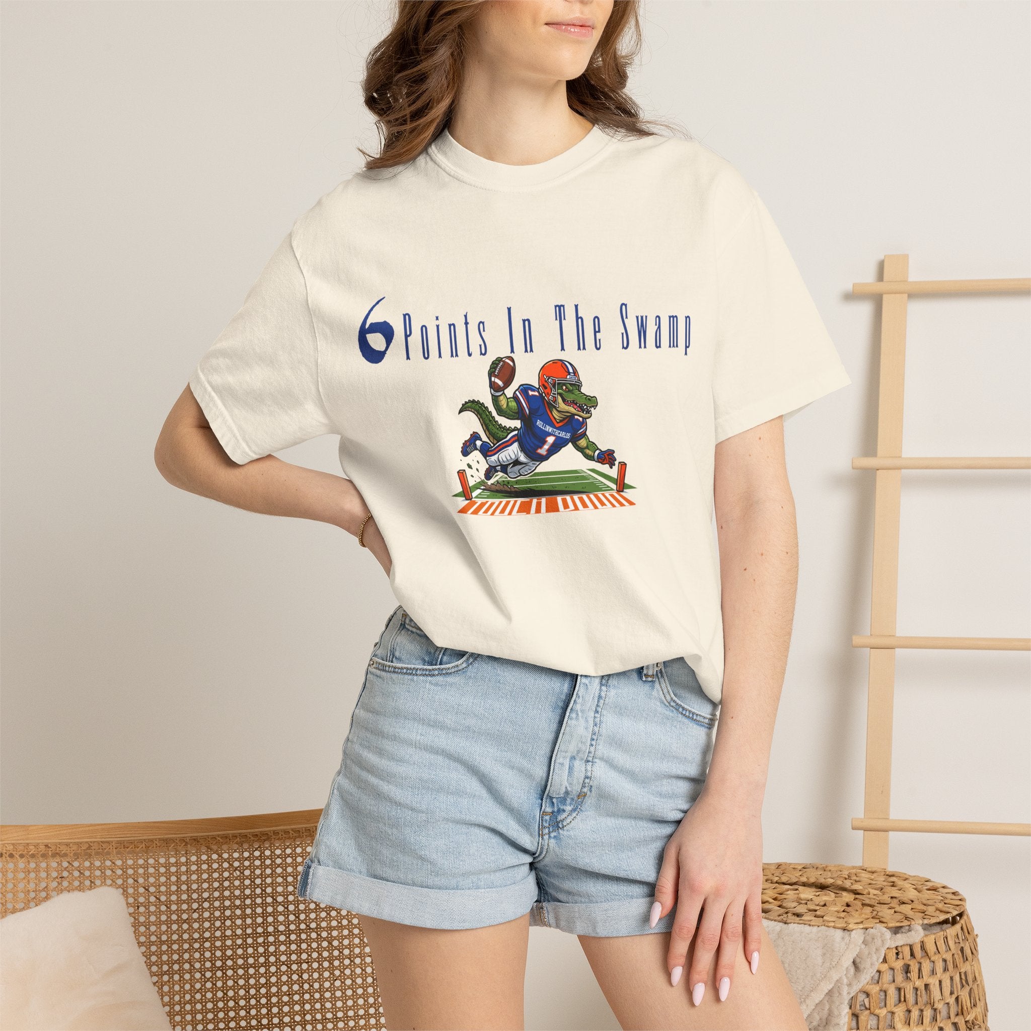 T-Shirt — "6 Points in the Swamp" Football Gator Graphic