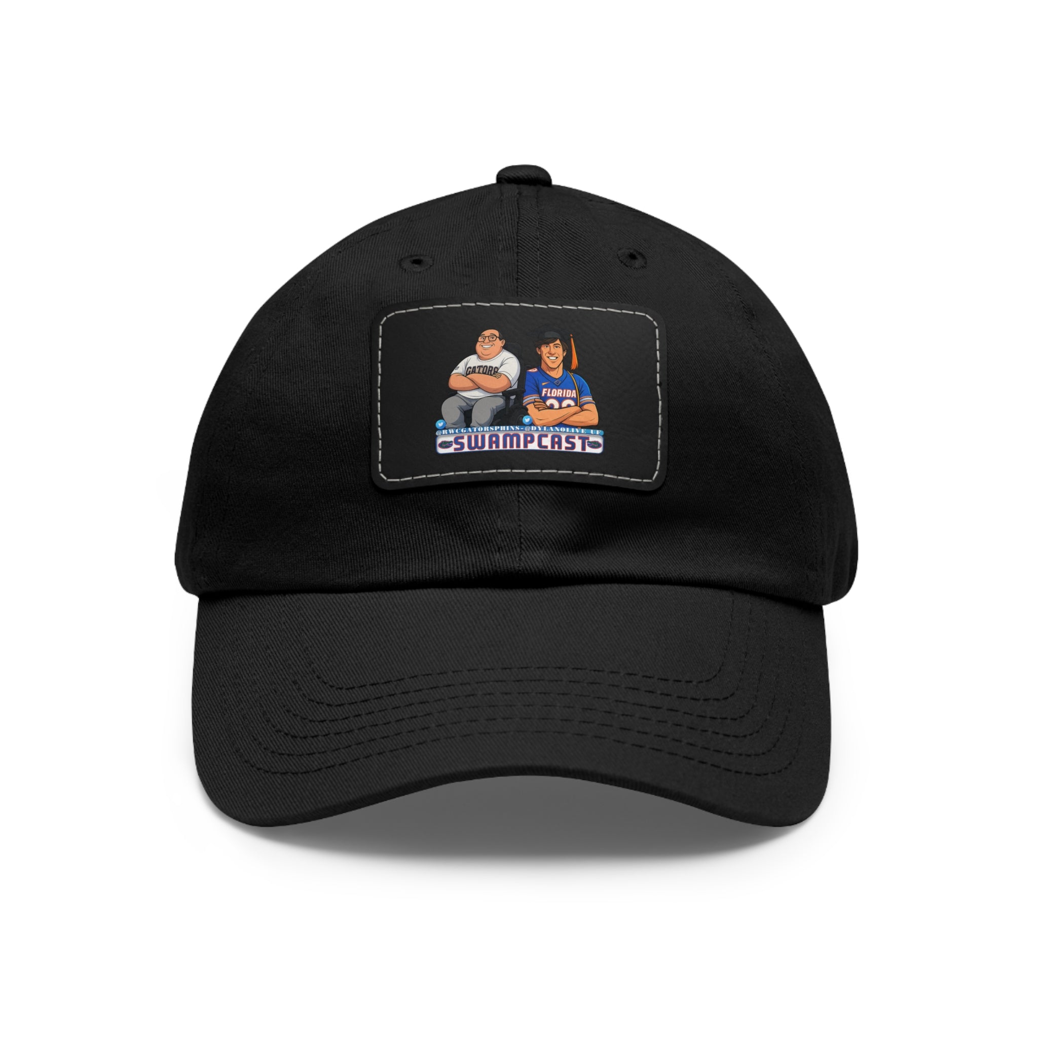Swampcasts Leather Patch Dad Hat – Retro Sports Podcast Logo Cap
