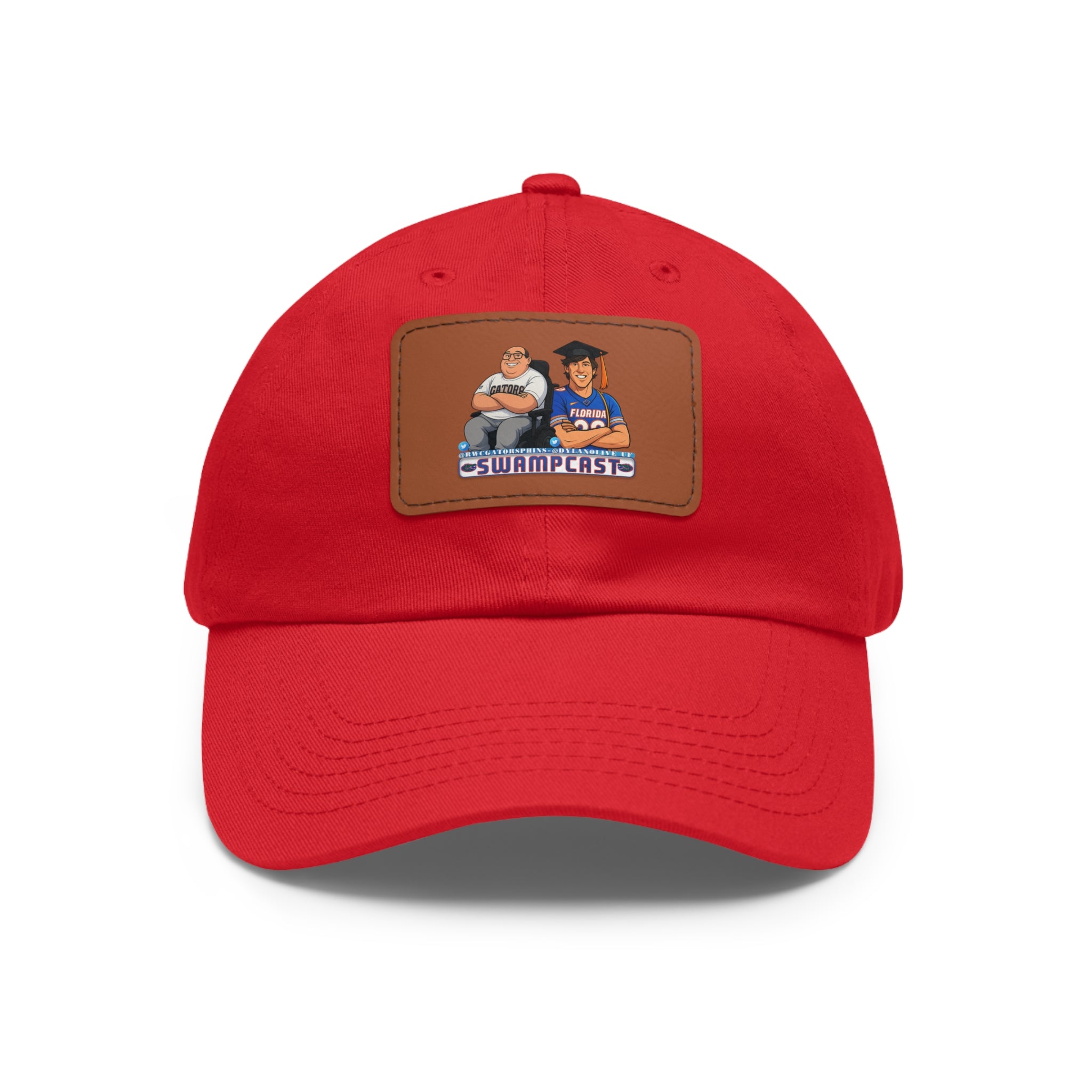 Swampcasts Leather Patch Dad Hat – Retro Sports Podcast Logo Cap