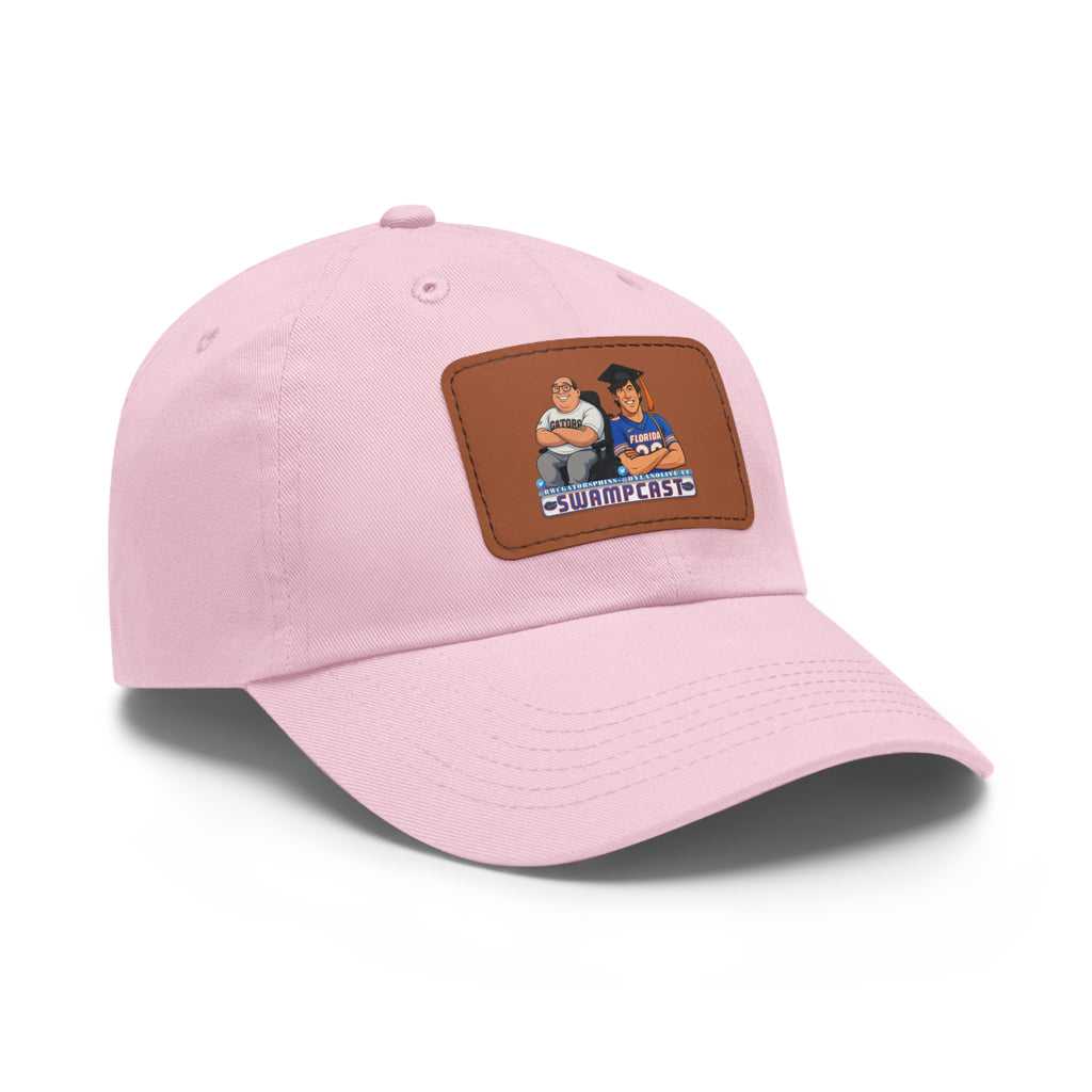 Swampcasts Leather Patch Dad Hat – Retro Sports Podcast Logo Cap