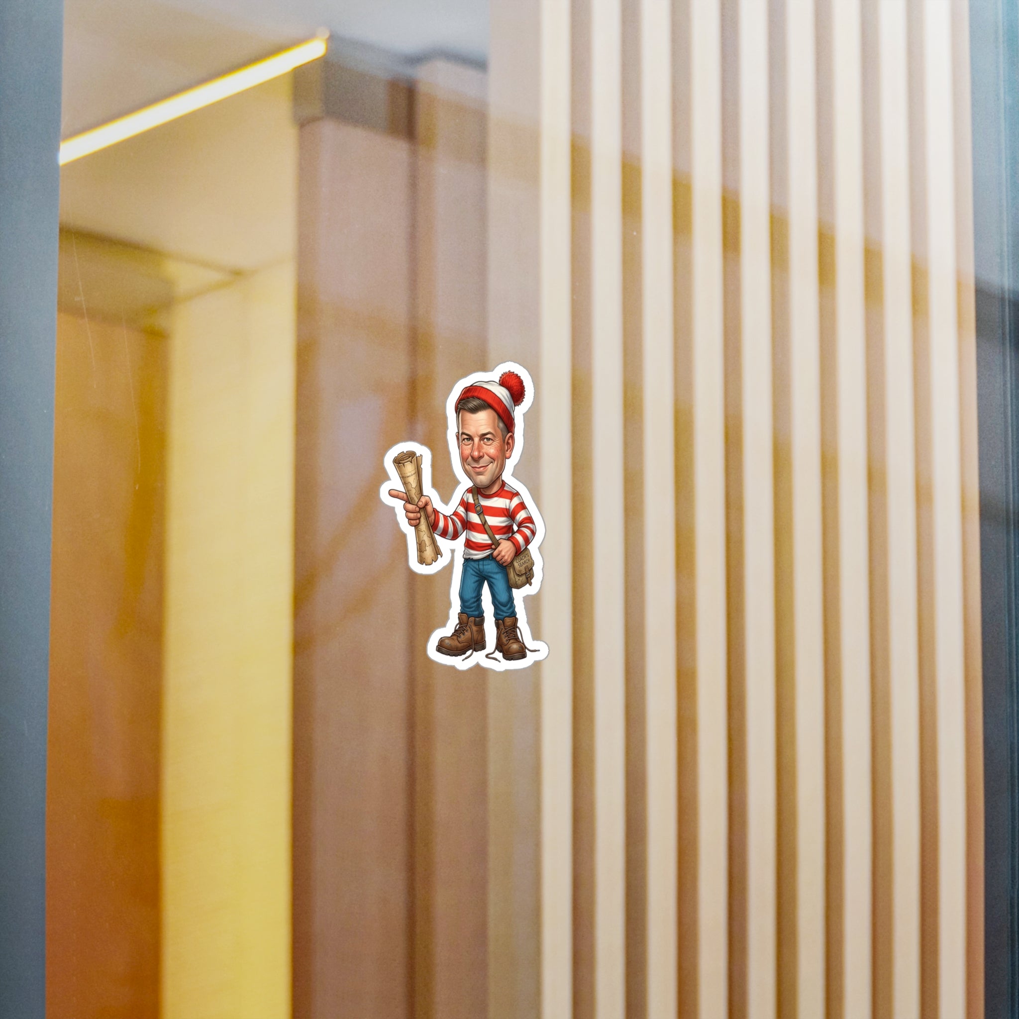 Kiss-Cut Vinyl Decal — Vintage Striped Elf Character Sticker