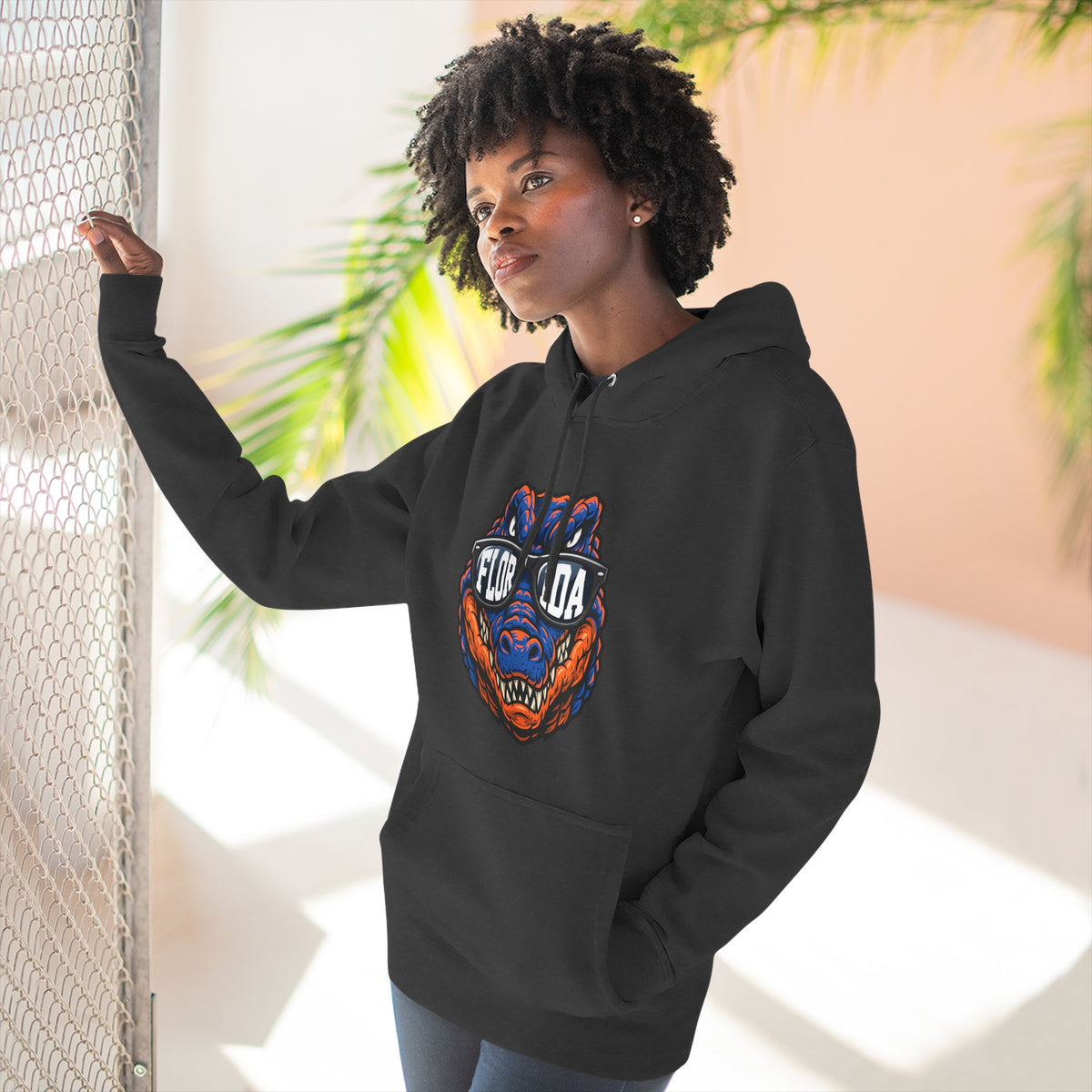 Florida Gator Face Hoodie - "In All Kinds of Weather" Graphic Fleece Pullover