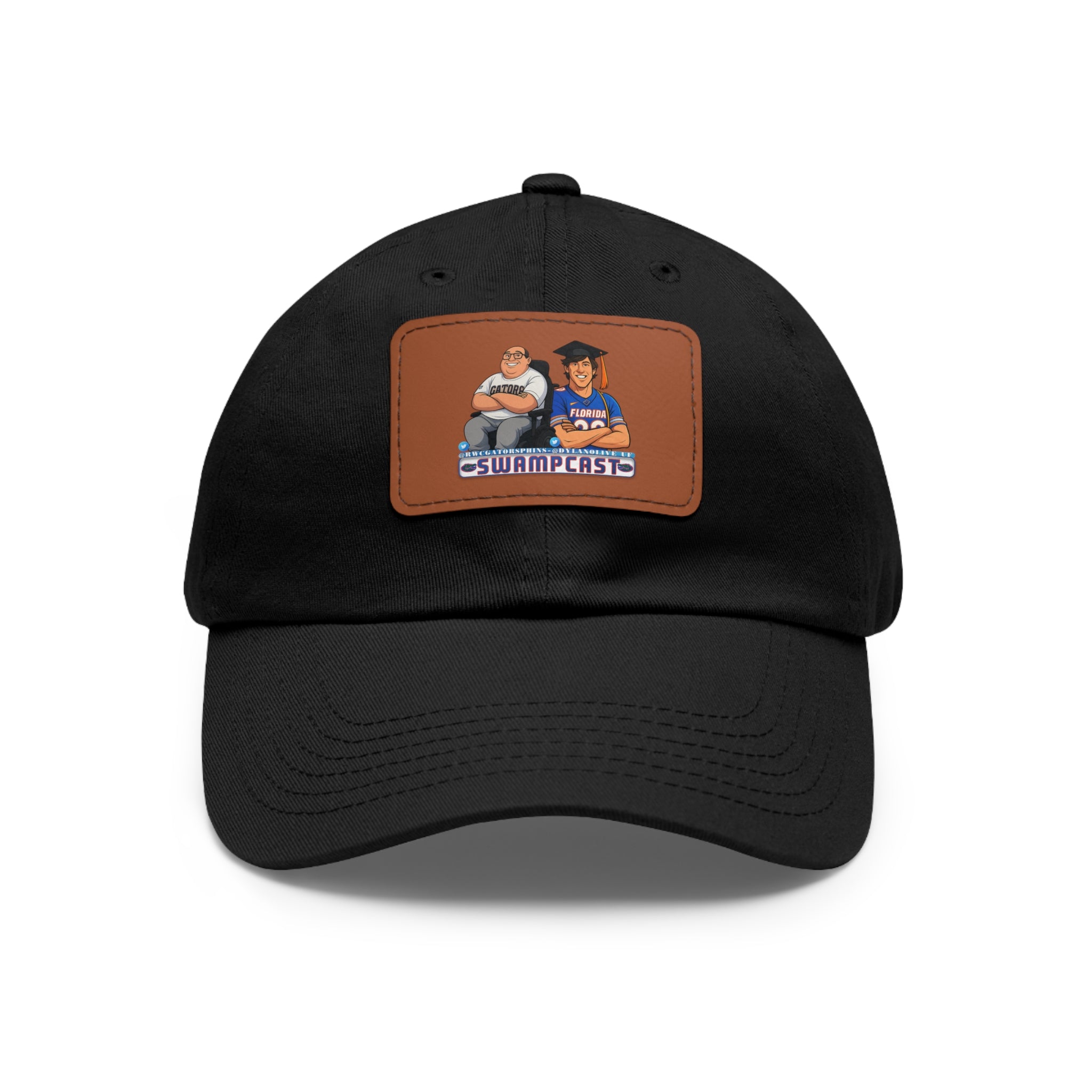 Swampcasts Leather Patch Dad Hat – Retro Sports Podcast Logo Cap