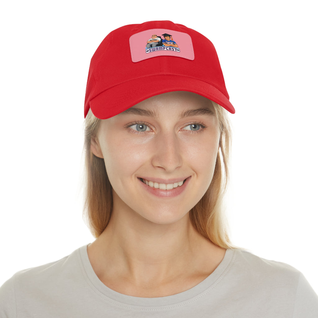 Swampcasts Leather Patch Dad Hat – Retro Sports Podcast Logo Cap